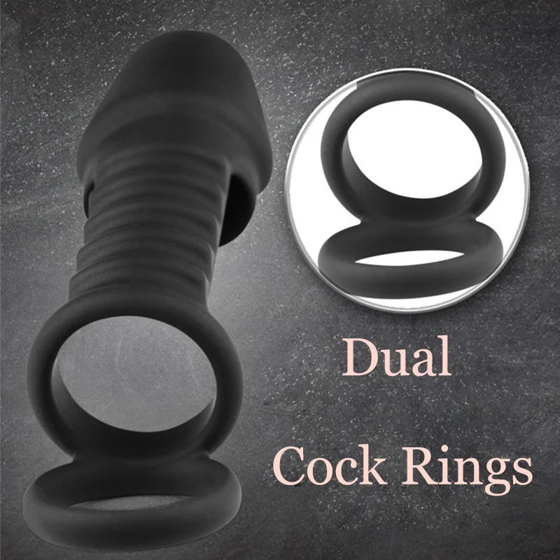 Penis Enlargement Sleeve Penis Ring Realistic Condom Bigger Male Scrotum Reusable Cock Ring Girth Enhancer Sex Toy For Men Coupl