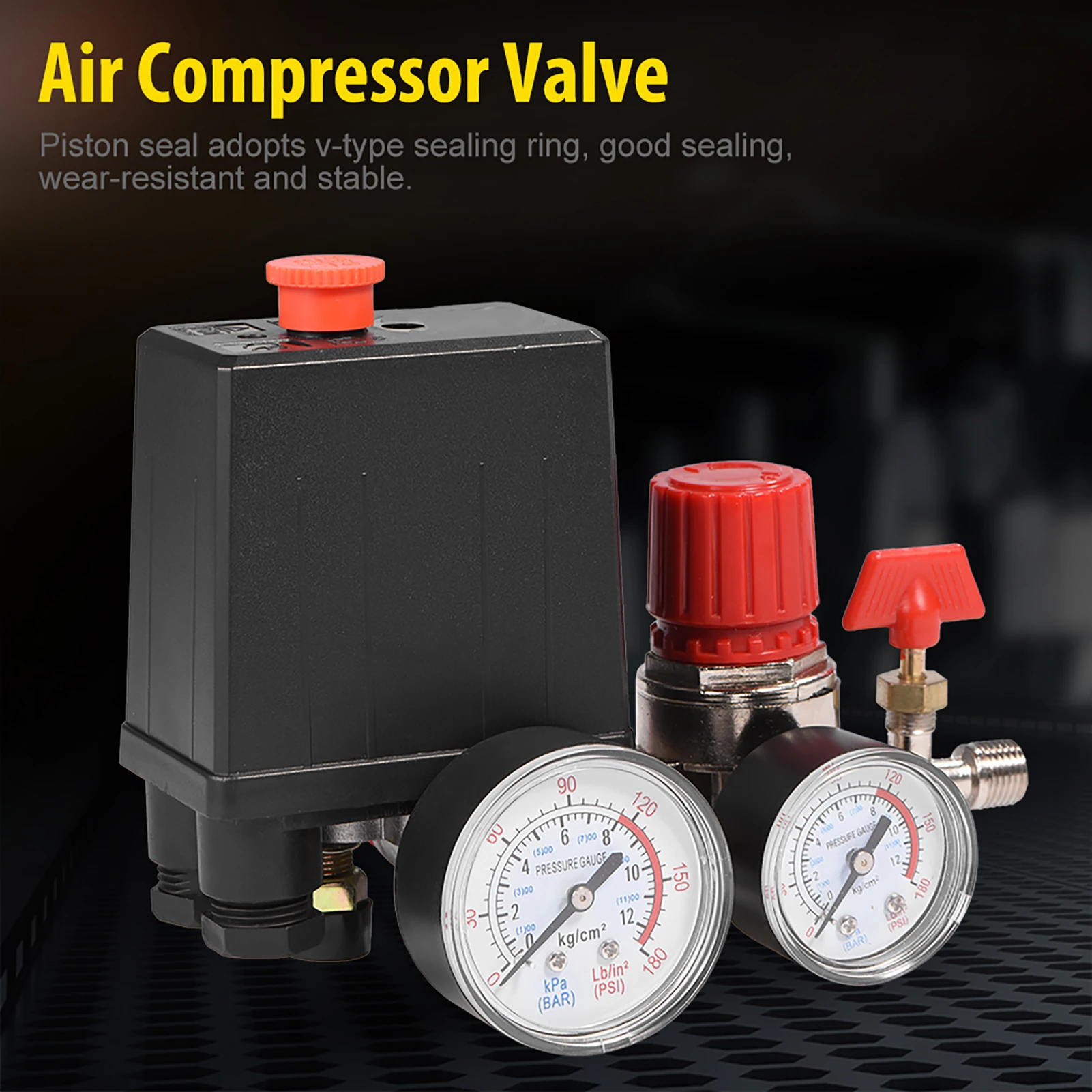 Pressure  Control Valve Air Compressor Valve Small Air Compressor Pressure  Control Valve Regulator with Gauges