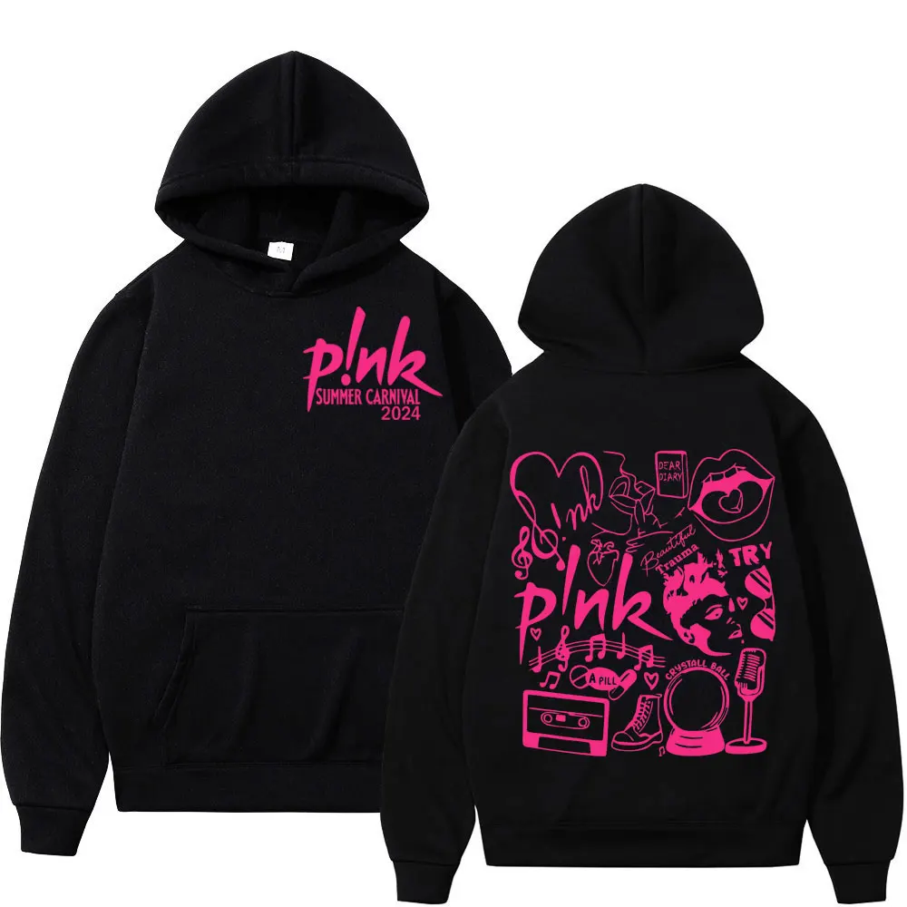 2024 Singer P!nk Summer Carnival World Tour Print Hoodies Harajuku Hip Hop Hooded Sweatshirts Men Women Fashion Casual Pullovers