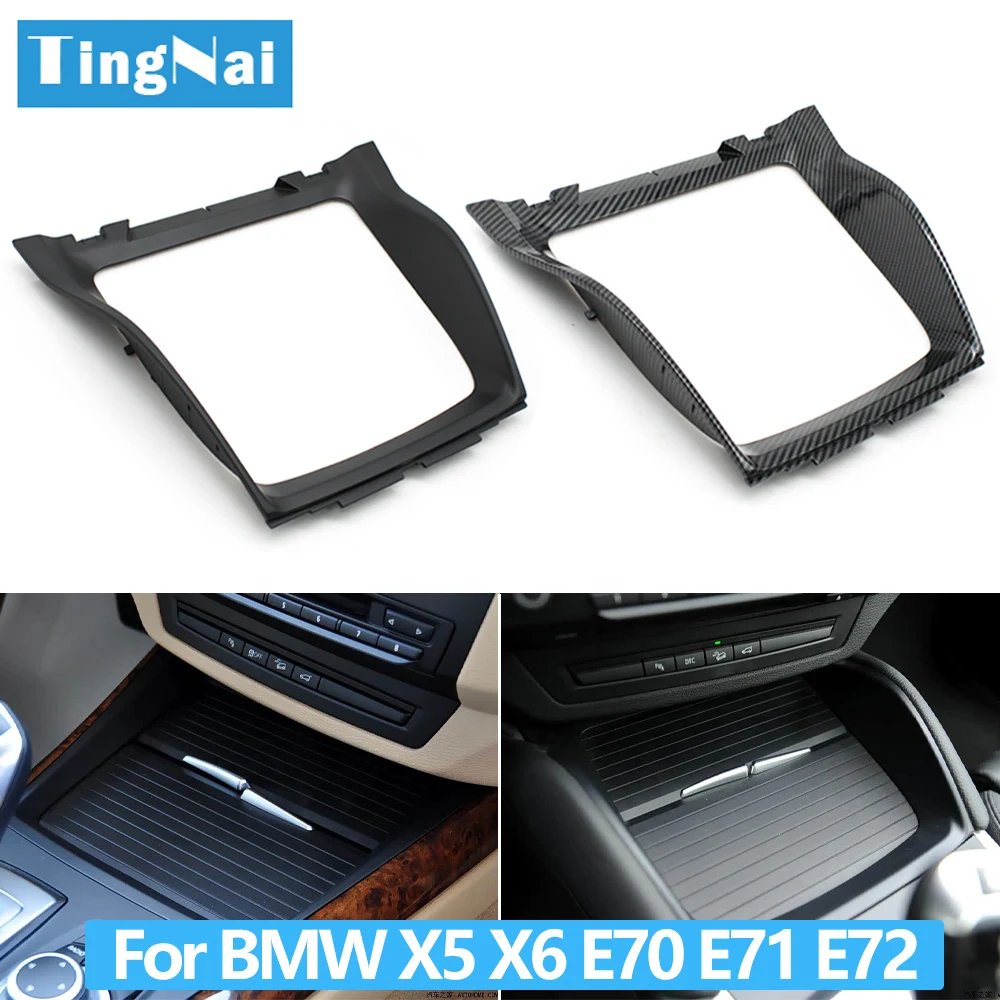 Auto Vorne Mittelkonsole Panel Lünette Wasser Tasse Halter Dekorative Trim Abdeckung Für BMW X5 X6 E70 E71 E72 51166956756 51169129401