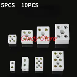 High temperature resistant ceramic wiring terminal block 2/5/8/10 holes porcelain electric wire connector Electrical Equipment