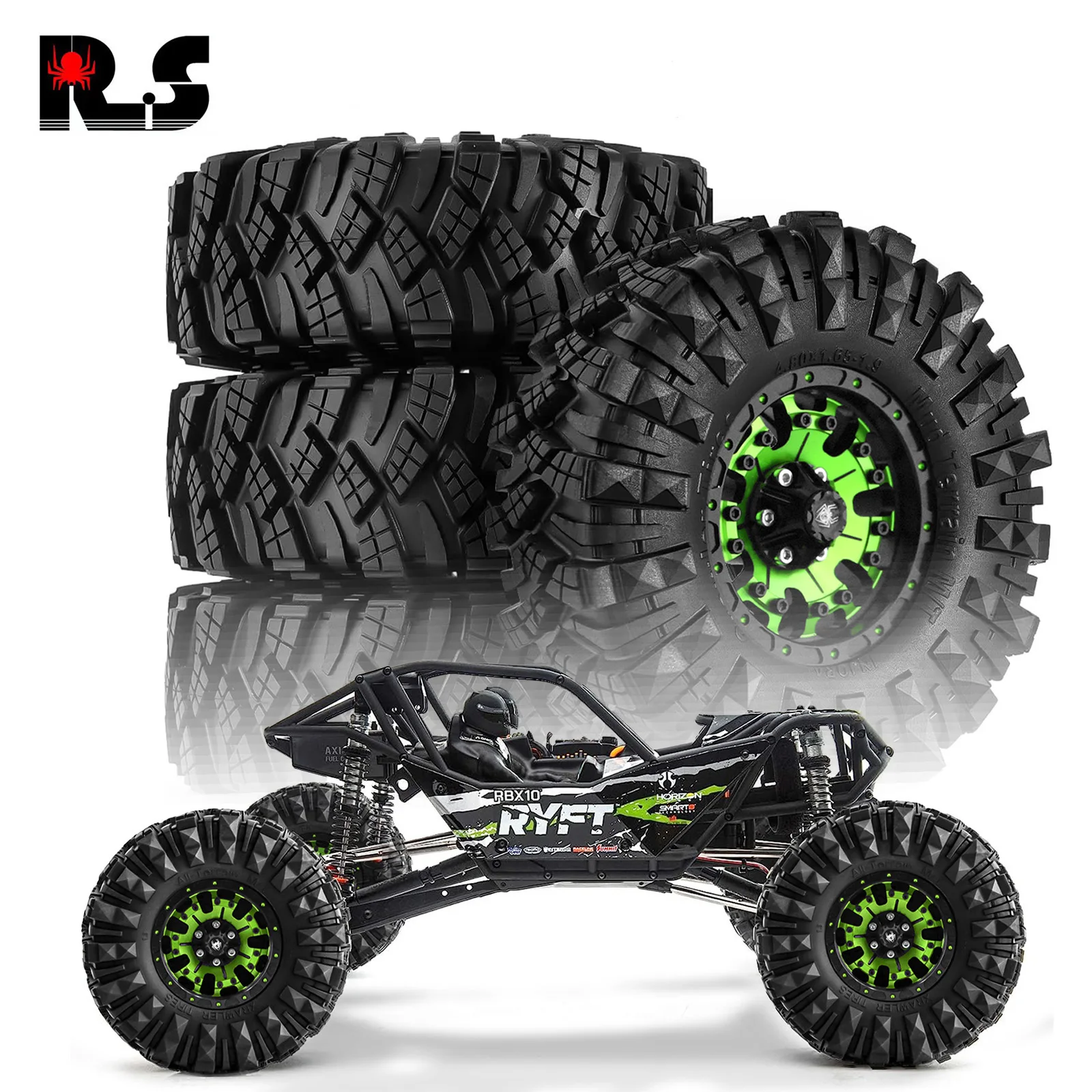 

4pcs 1.9 Beadlock Wheels and Tires Set Metal wheels for 1/10 RC Crawler Car Axial SCX10 Pro Capra UTB18 TRX4