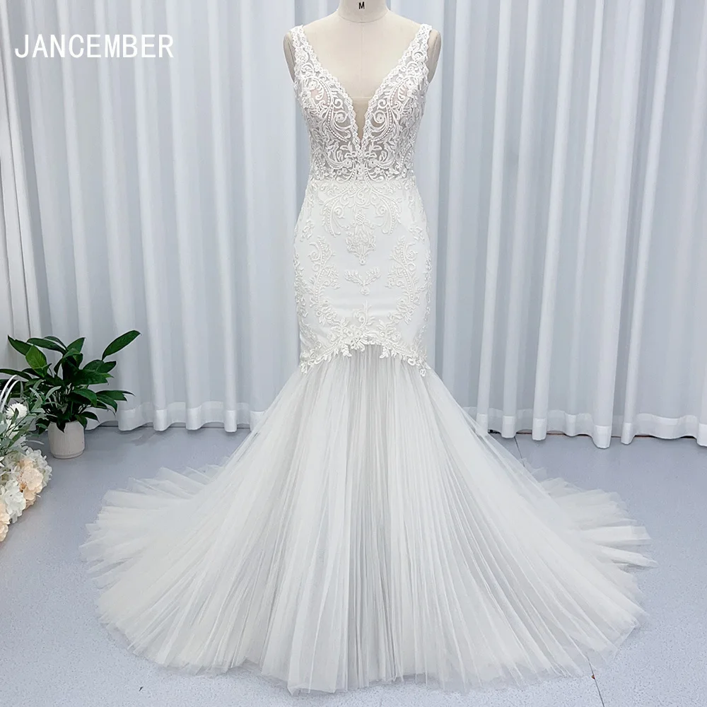 Boho V-neck Mermaid Wedding Dress Surprise Price Classic Lace Sleeveless Elegant Bridal Gown Robe De Mariée HX20