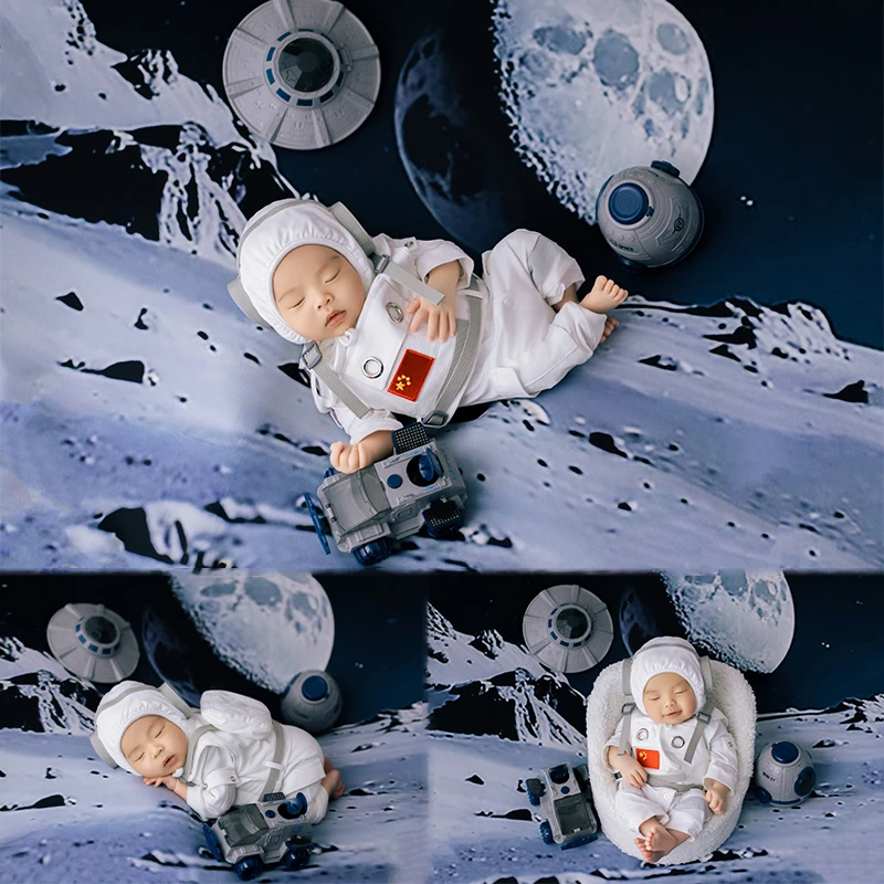 Astronaut 0-1 Month Baby Clothing For Photo Hat+Jumpsuit Space Suit Set Rocket Newborn Photography Props Baby Boy Shoot Costume