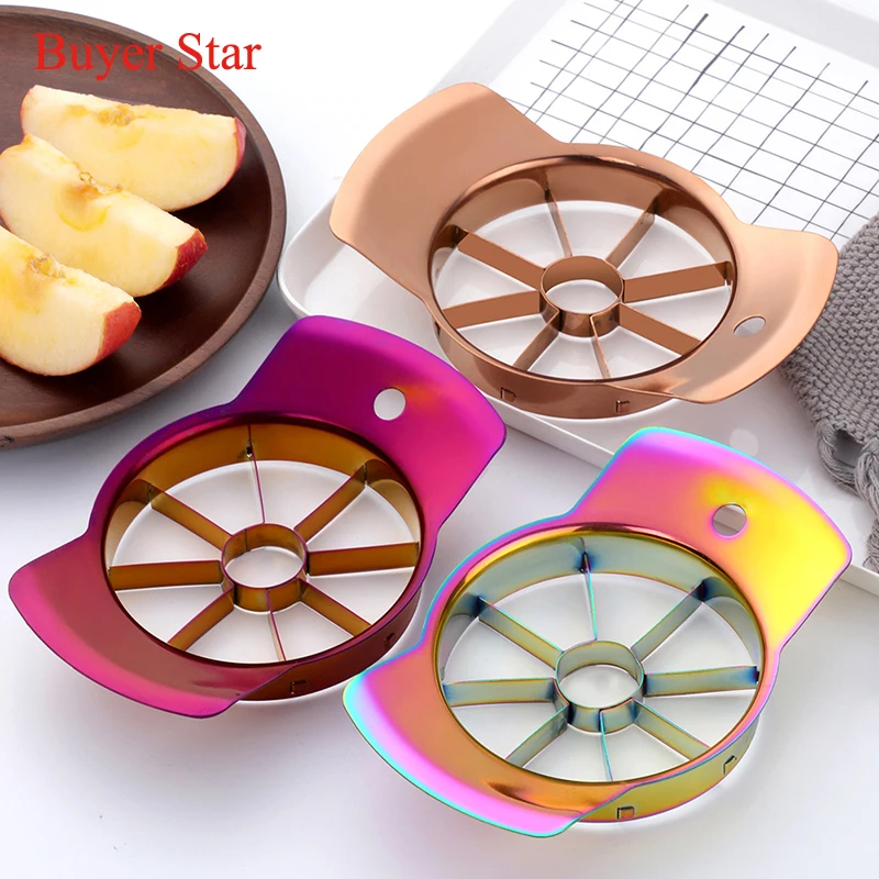 1pcs Gold Apple Cutter Slicer Stainless Steel Fruit Cutter Pear Peeler Metal Vegetable Fruit Divider tools Bar Kitchen gadgets