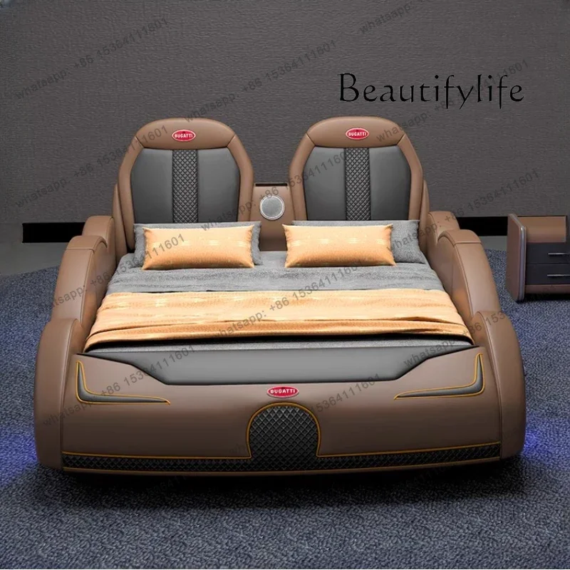 หัวเตียงดีไซน์ทันสมัยเต็มรูปแบบ โครงเตียงแบบรถหรูหรา ขนาดคิงไซส์ เฟอร์นิเจอร์ห้องนอนทันสมัย