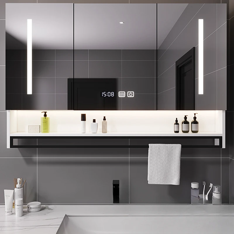 Smart Light Simple Bathroom Cabinets Vanity Mirror Luxury Home Furniture Defogging Bathroom Cabinets Sanitation Miroir De Salle