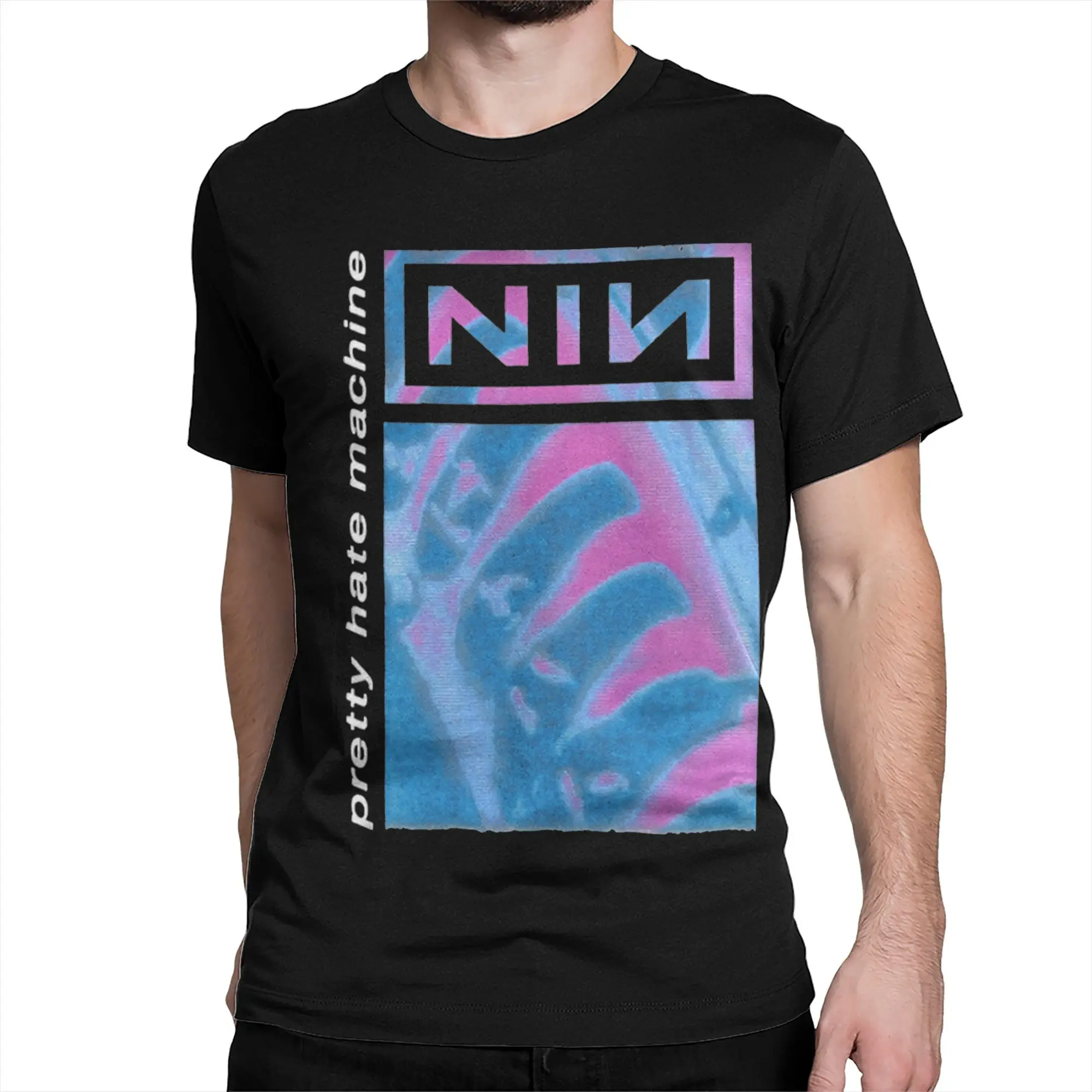 Men Women Printed NIN Nine Inch Nails T Shirt Tee 100% Cotton Pretty Hate Machine T-shirts Clothing