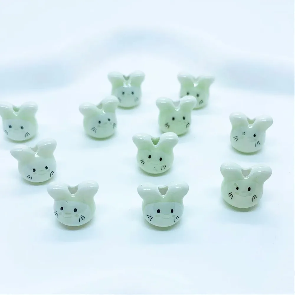 10Pcs Ceramic Colorful Chinchillas Ceramic Beads Rabbit Animal Cute Rabbit Ceramic Beads Colorful Beads