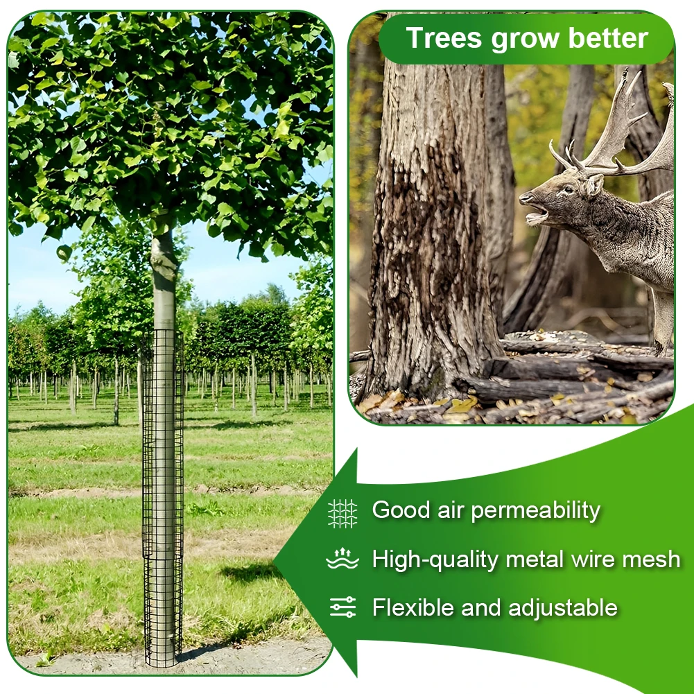 

6 Pcs Tree Trunk Protector with Zip Ties & Stakes Metal Plant Guard Protectors Preventing Tree Trunk From Deer Trimmers Mower