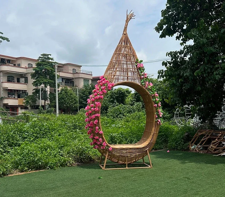 Bali outdoor Internet celebrity clock in nest rattan hanging swing chair