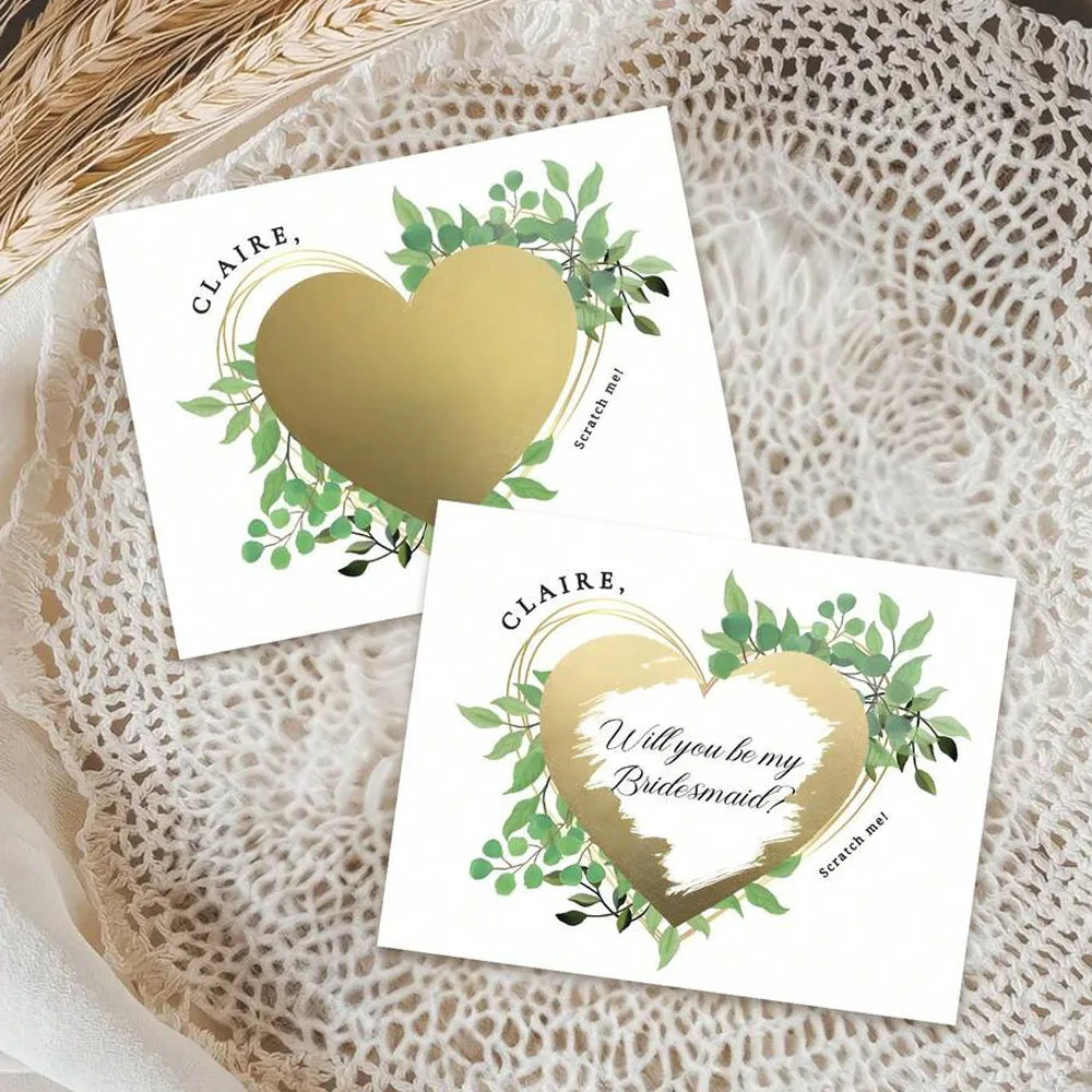 1 Piece of Bridesmaid Invitation Scratch Card—Customizable with Name and Date, Honorary Bridesmaid Wedding Invitation, Bridal Party Game, Will You Be My Bridesmaid? Scratch Off to Reveal the Answer - view 6