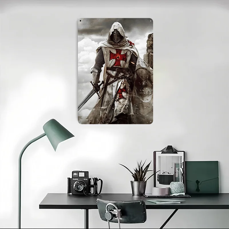 ملصق معدني من Templer Knight علامات معدنية لتزيين جدران ديكورات غرفة النوم علامة قصدير مخصصة لتزيين المنزل وديكور المكتب