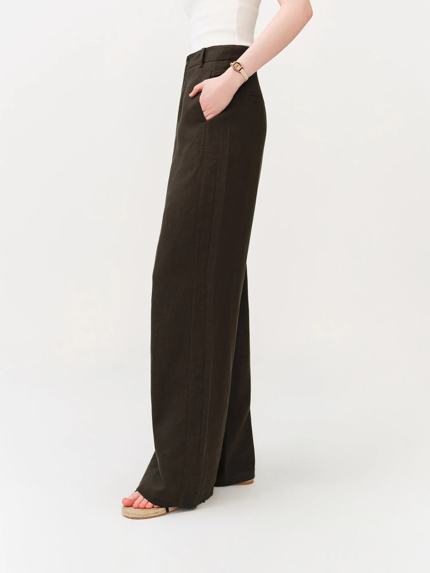 FSLE 2026 Summer Women's Linen Drape Straight Leg Tailored Pants - Casual Trousers for Daily and Summer Wear