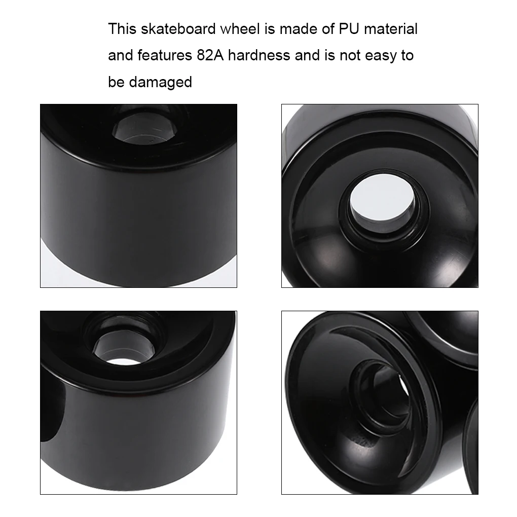 4 Pcs/set Skateboard Wheels 82A PU Wheels Roller Skate Longboard Tires with Bearing, Cyan