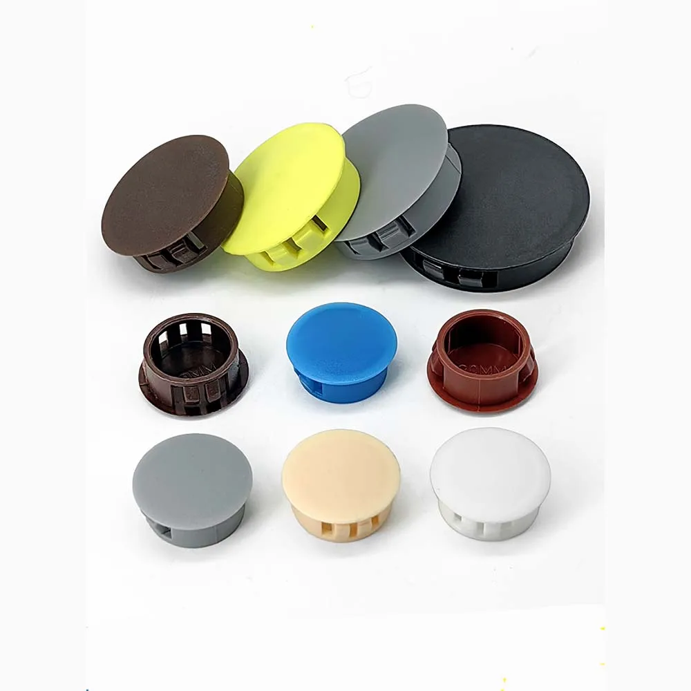 Round Plastic Hole Plug Snap-on Cover Hole Nylon Plugs Dust Caps Flat Head Reserved Hole Plugging Use For Table Box Extra Hole