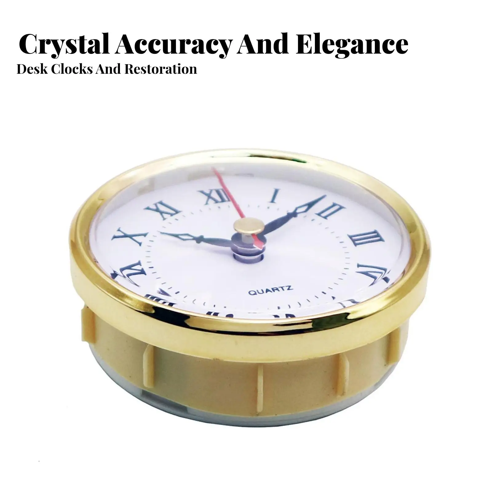 Quartz Clock Movement for DIY Clock Making 80mm Inset Plastic Gold Bezel White Face Black Hands for Creative Decor Projects