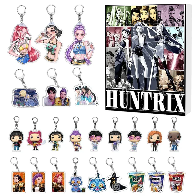 K-Pop Demon Hunters Kreatywny Kalendarz Adwentowy Świąteczny Brelok Rumi Mira Zoey Blind Box Anime Niespodzianka Prezent Festiwalowy dla Dzieci