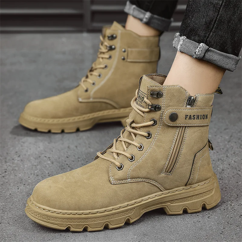 

Men's Works Boots Desert Tactical Boots Outdoor Travel Wear-resistant Man Shoes Spring Autumn Anti-slip Waterproof Male Sneakers