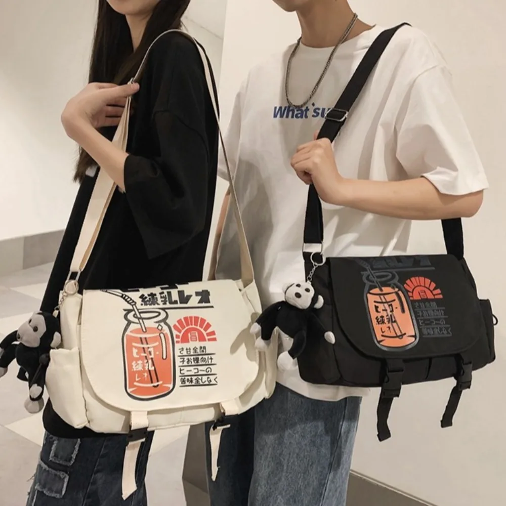 Moda náilon masculino crossbody saco casual estilo japonês saco do mensageiro grande capacidade estilo harajuku bolsa de ombro ao ar livre