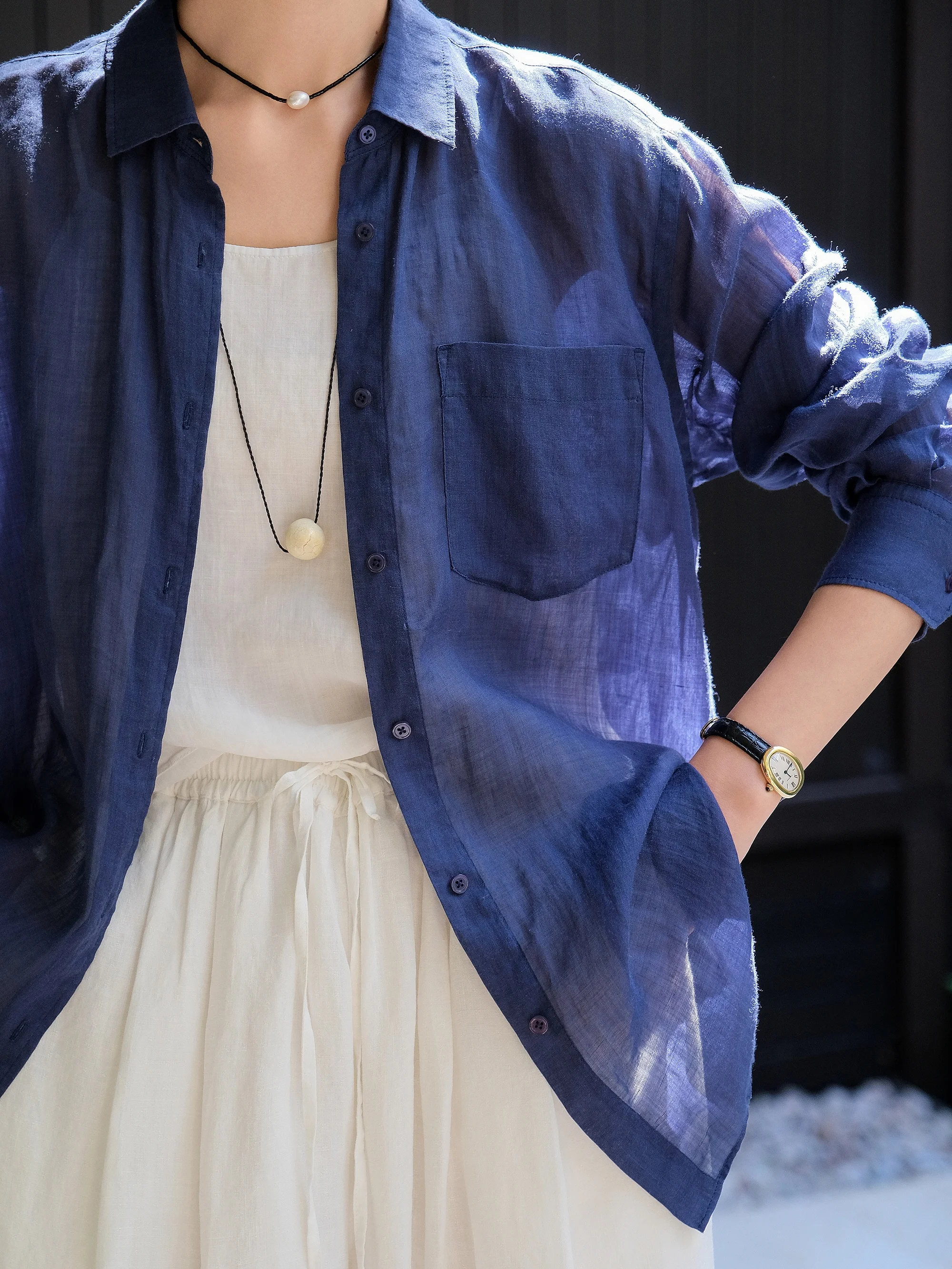 

Рубашка из чистого шелка с эффектом соленой соломки, повседневная, с длинным рукавом, пушистая, свободного кроя, на пуговицах, дышащая, легкая