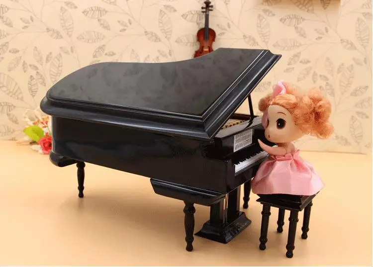 Grand Piano Stool Set Customized Model Ornament Mini Creative Birthday Gift Simulation Black White Coffee