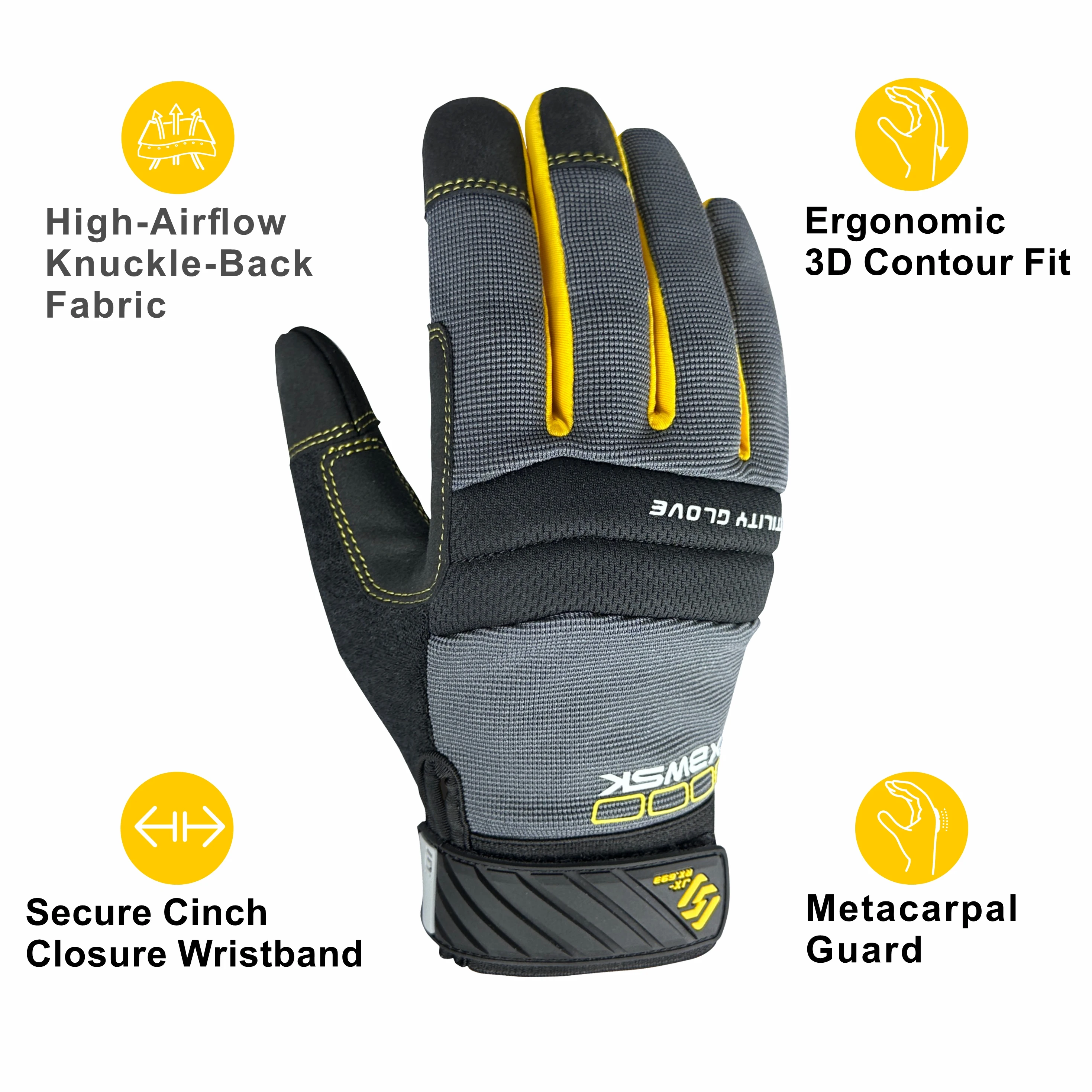 زوج من قفازات العمل الخفيفة متعددة الأغراض عالية الأداء للرجال والنساء شاشة لمس قابلة للتنفس وعالية البراز لمتعدد الأغراض