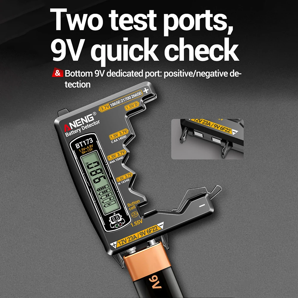 جهاز اختبار بطارية عالمي ANENG BT173 كاشف البطارية اختبار C D AA AAA N 9 فولت خلية زر متر العرض البصري اختبار أداة