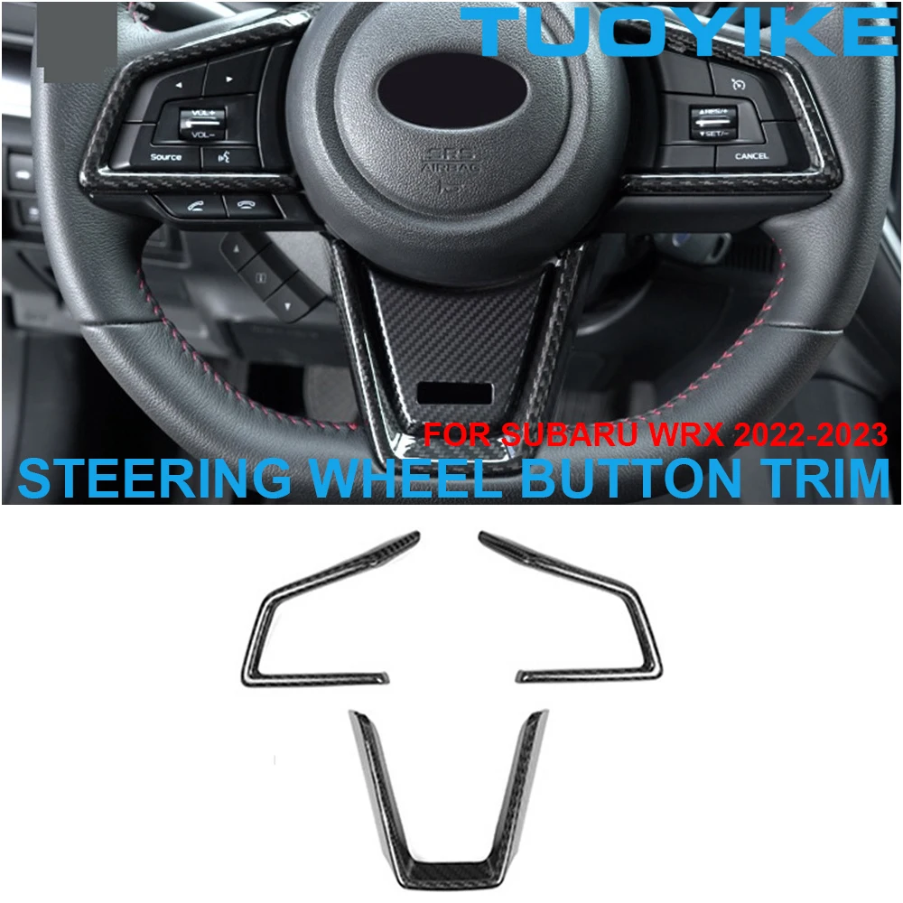 Car Styling Real Dry Carbon Fiber Interior Steering Wheel Button Trim Cover Sticker Lower Part Decoration For Subaru WRX 2022+