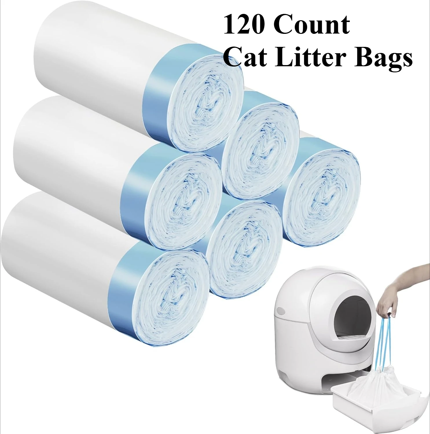 Sacs à litière pour chat, 120 unités, doublures de bac à litière Extra Large, sacs de réceptacles pour déchets de litière pour chat, boîte à litière autonettoyante Cleanpethome