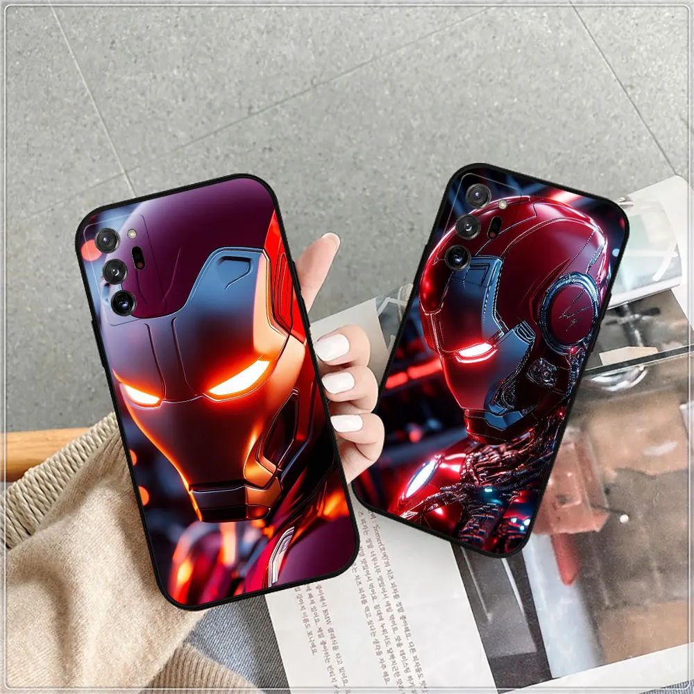 Casing ponsel mesin Iron Man, sarung HP Marvel Iron Man untuk Samsung Galaxy A15 A14 A13 A06 A05S Note 20 Ultra Pro M62 M54 M51 A80 A70 A50 hitam