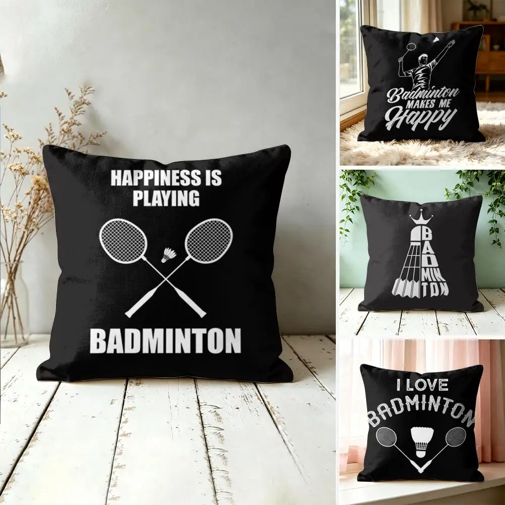 Badminton Sport Cushion Cover Silky Short Plush Invisible Zipper Dustproof Sofa Pillow Case For Home Decor