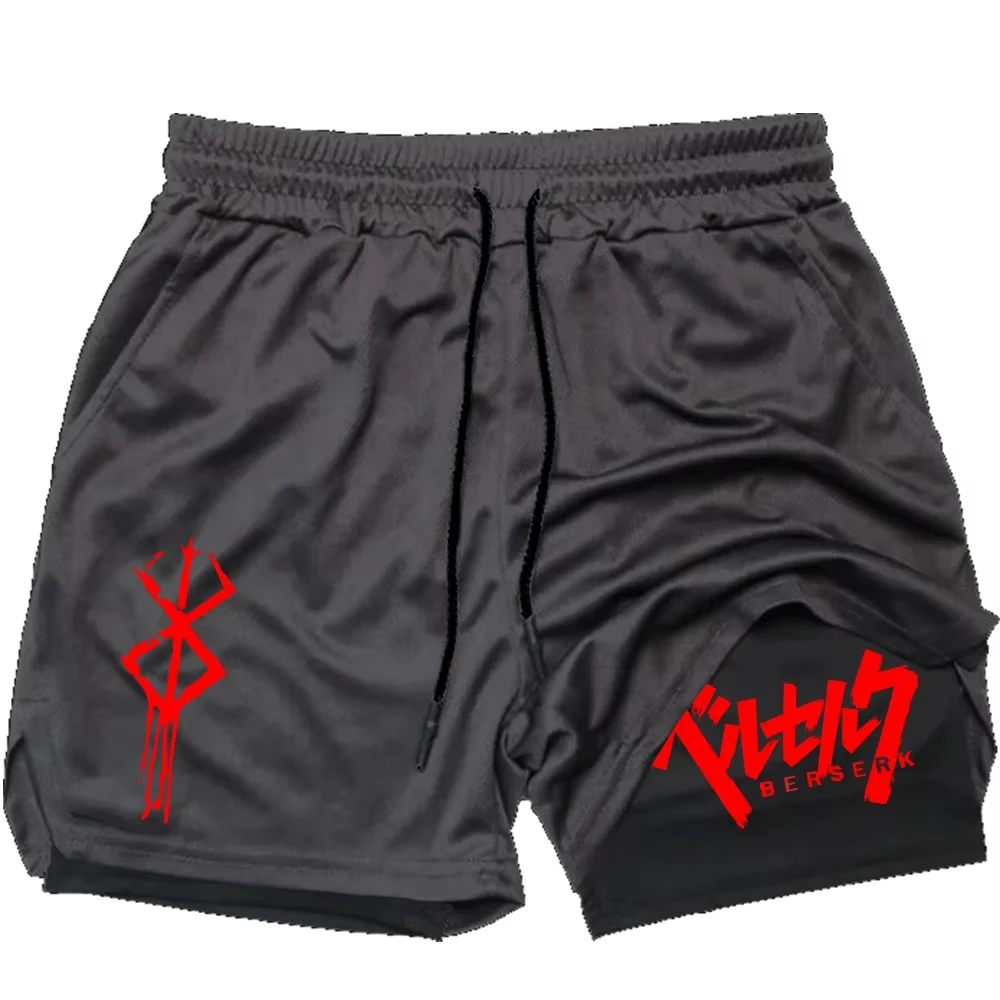 2 in 1 Compression Shorts for Men Gym Workout Running Shorts with Phone Pockets Athletic Quick Dry Activewear