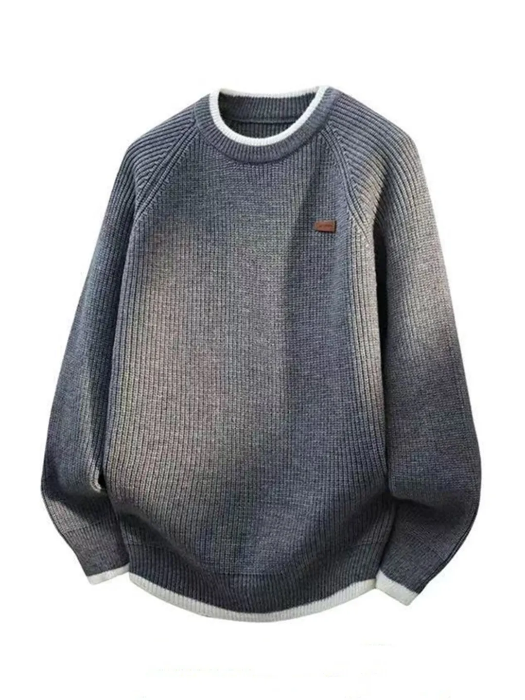 

Men's Loose Thiened Winter Knitted Sweater Fake Two-Piece Sle Casual Leisure Faion Inner Wear for Plump Men