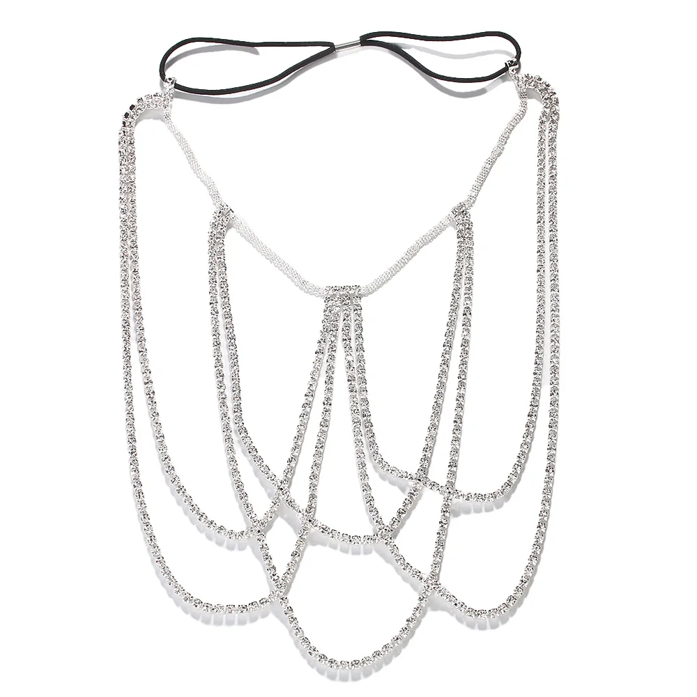 Fashion Rhinestone MultiLayered Thigh Chain Leg Accessories Rave Outfit Crystal Body Chain Bikini Jewelry Belt Elasticity Gifts