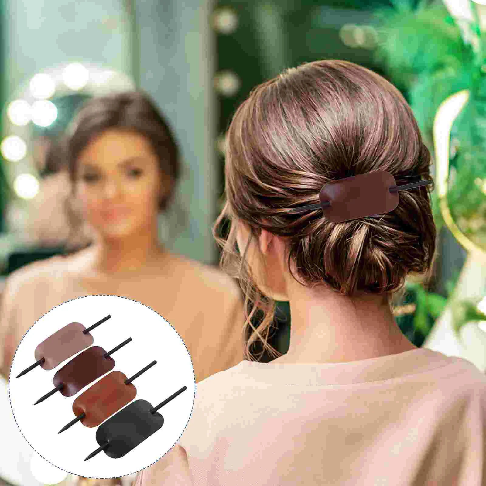 

4 Pcs Hair Cuff Clips Ponytail Cuffs Hairpin Wood Bun Stick Literature and Women's