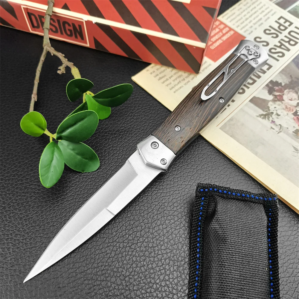 Wood Handle Assisted Opening Tactical Work Sharp Blade Pocket Knife for Hunting Camping Fishing,Everyday Carry Self Defense Tool