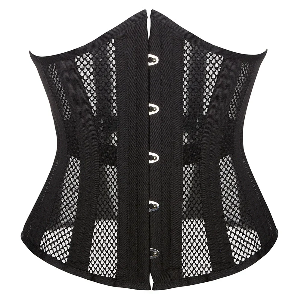 

Hollow Out Mesh Breathable Waist Corset Lingerie Sexy Slimming Cincher Plastic Boned Shaperwear Gothic Bustier Corselet