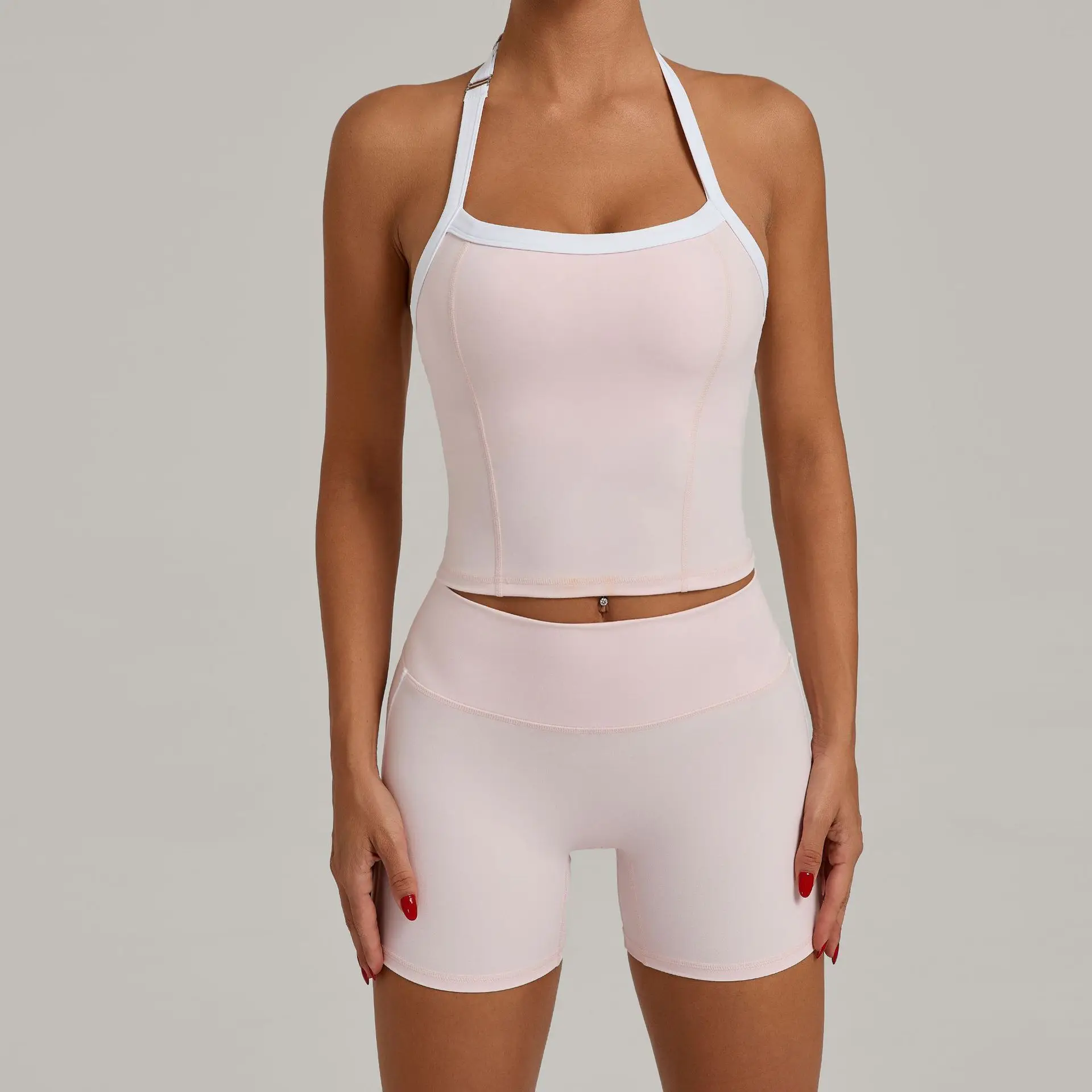 

Yoga Sets Sleeveless Women Tracksuit 2 Pieces Workout Set Gym Clothes Crop Tank High Waist Shorts Outfits Running Fitness Suit