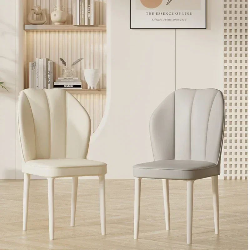 

Useful Cream Dining Chair Modern Restaurant Soft Bag Design Leather Chair Coffee Leisure Hotel Makeup Backrest Stool Home Furnit