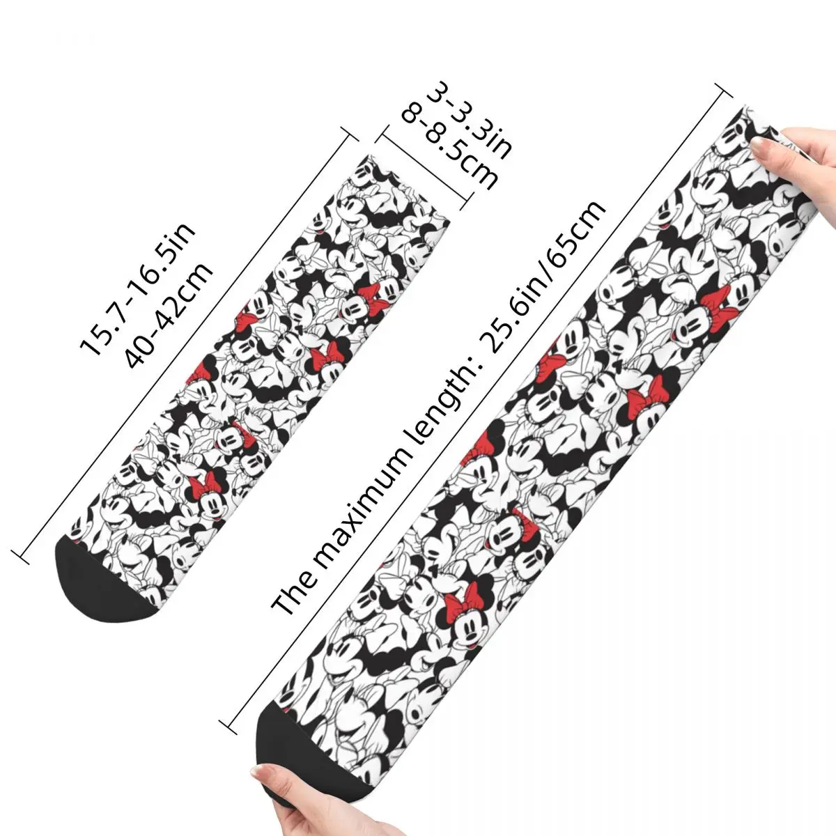 Fashion Mickey Mouse Minnie Monogram Basketball Socks Polyester Crew Socks for Unisex Sweat Absorbing