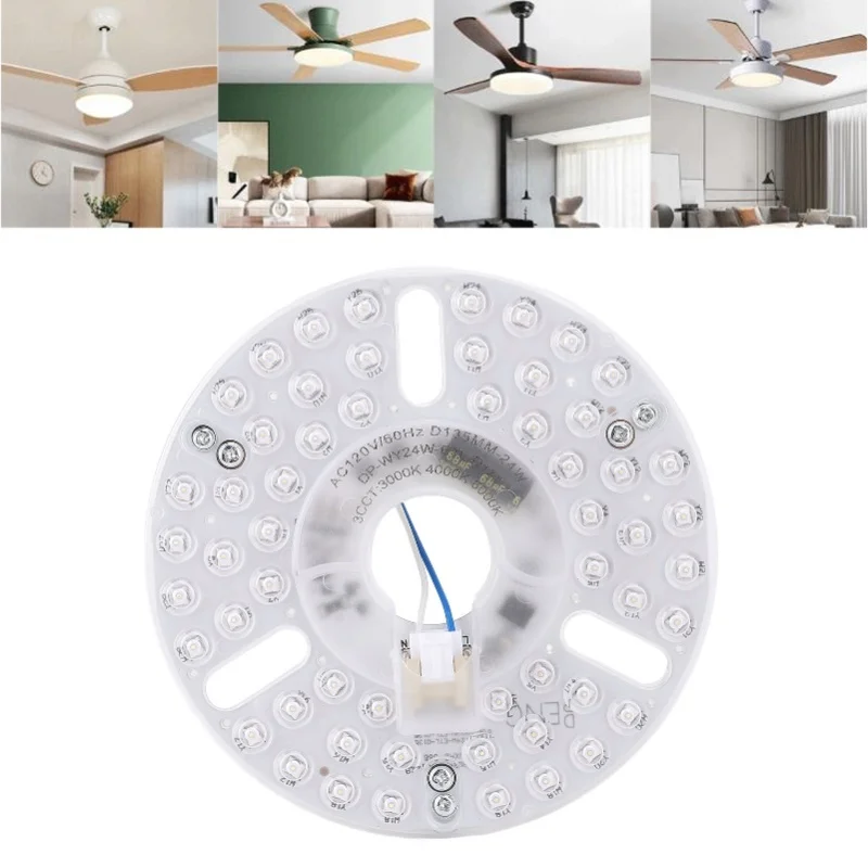 5.3 Inch Ceiling Fan LED Light Replacement 24W 3CCT Dimmable Magnetic LED Fan Light Board Panel Retrofit Light With Memory 110V