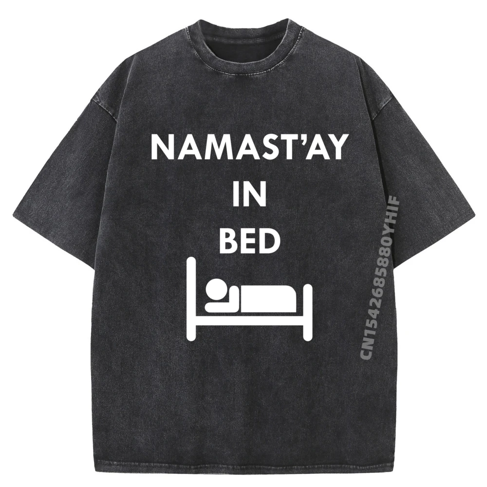 

Mens T Shirt Namastay In Bed Namastay Graphic Tees Mens Cotton Comfortable Washed Tee-Shirt Special Printed Tops