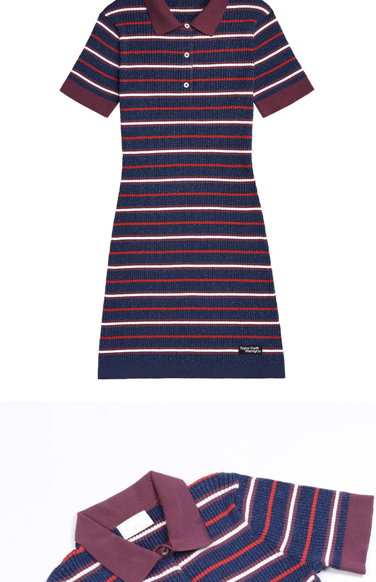 TS Strick-Polokleid „Rooting For The Anti-Hero Taylor's“ – Midirock, kurze Ärmel, einteiliges T-Shirt, Sommer-Maxikleid für Damen – Detail 3