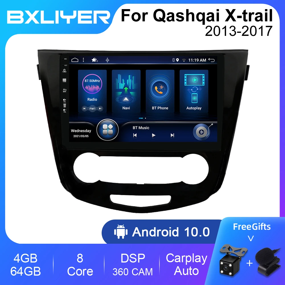 BXLIYER Android 12 For Nissan Qashqai J11 X-Trail 3 T32 2013-2017 Car Multimedia radio Video Player 2Din GPS Navi Carplay 8+256G