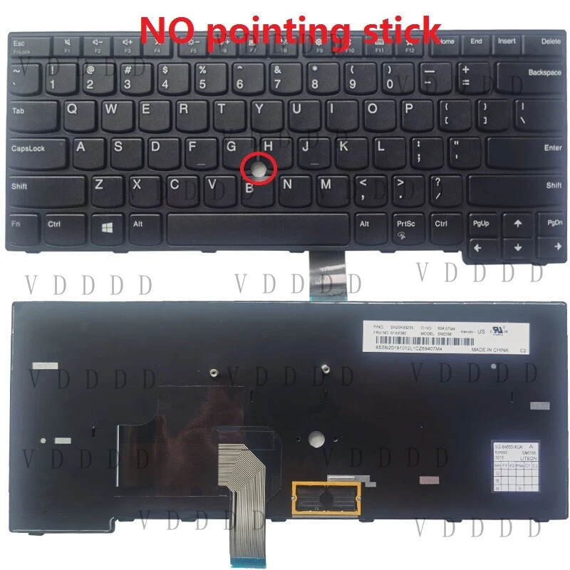 L... Laptop US KEYBOARD NEW FOR LENOVO Thinkpad E470 E475 E470C No pointing stick