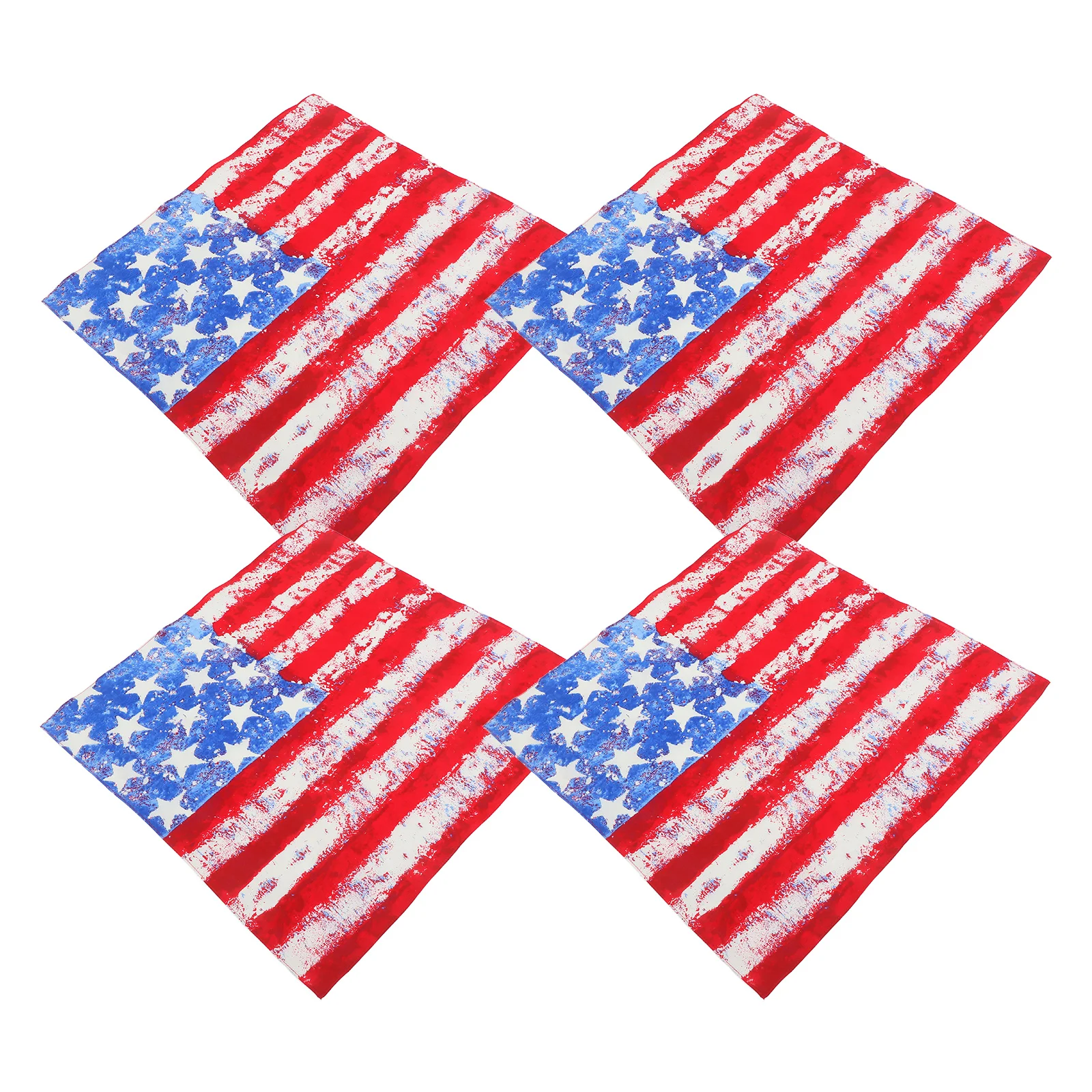 

4 Pcs American Flag Bandana 55x55cm Cotton Patriotic Kerchief Women Neck Scarf Independence Day Handkerchief Camping Hiking