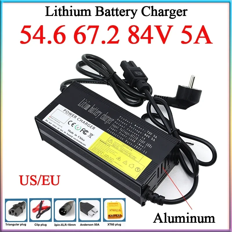 

54.6V/67.2V/84V 5A Lithium Battery Charger With fan For 13S 16S 20S 48V 60V 72V E-motorcycle scooter Li-ion Cells Fast Charging