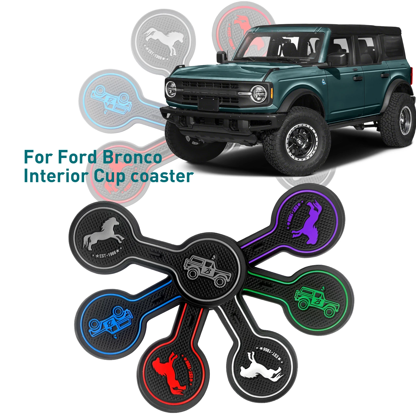 

Car Cup Coaster for Ford Bronco 2020 2021 2022 Soft Drink Cup Holder Pad Anti-slip Car Interior Accessories Car-styling
