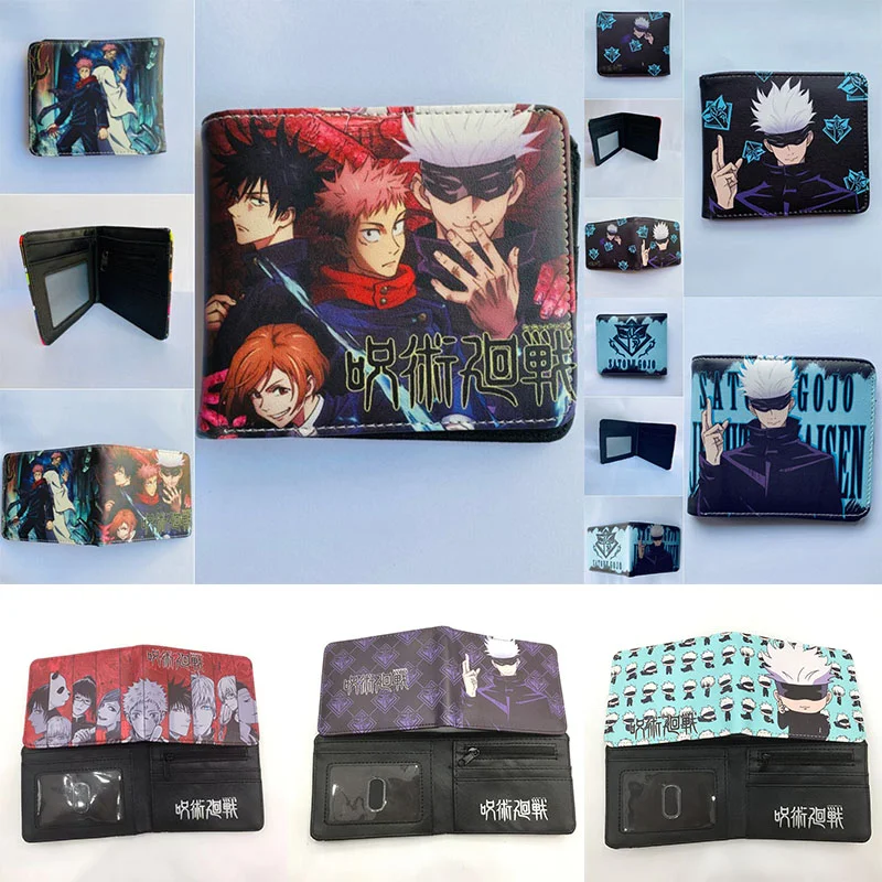 Jujutsu Kaisen Wallets Anime Foldable PU Coin Purse Men Bank ID Card Holder Card Clip Bag Cartoon Cosplay Clutch Wallet Gift Toy